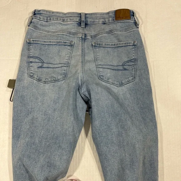 AMERICAN EAGLE DISTRESSED HIGH RISE JEGGIN 8 LONG - Picture 15 of 16